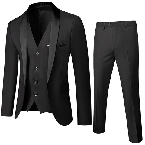 Image of Wedding Eveing Dress 3 Pieces Jacket+Pants+Vest Men Suit Set Slim Fit Tuxedo Male Blazer Customized British Style Bride Clothing-FrenzyAfricanFashion.com