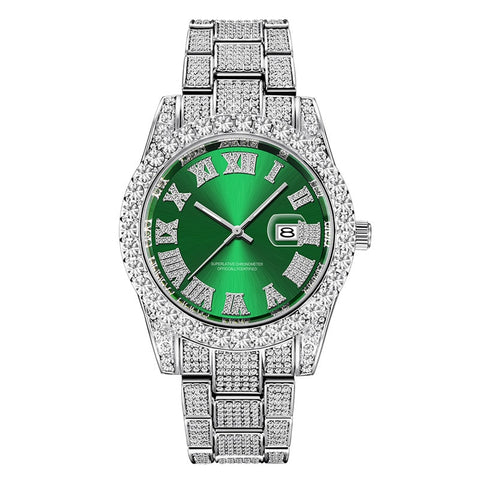 Image of Hip Hop Full Iced Out Mens Watches Luxury Date Quartz Wrist Watches With Micropaved Cubic Zircon Watch For Women Men Jewelry-FrenzyAfricanFashion.com