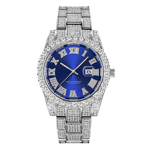 Image of Hip Hop Full Iced Out Mens Watches Luxury Date Quartz Wrist Watches With Micropaved Cubic Zircon Watch For Women Men Jewelry-FrenzyAfricanFashion.com