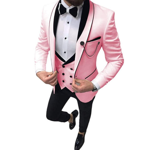 Image of New 2021 Wedding Dress Three Piece Set Slim Fit Jacket+Trousers Double Breasted Vest Luxurious Tuxedo High Quality Blazers-FrenzyAfricanFashion.com