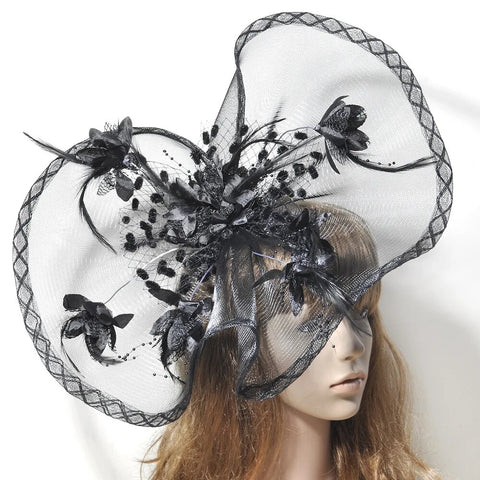 Image of Women Elegant Big Headwear Wedding Fascinators Flower Hat-FrenzyAfricanFashion.com