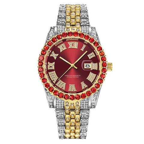 Image of Hip Hop Full Iced Out Mens Watches Luxury Date Quartz Wrist Watches With Micropaved Cubic Zircon Watch For Women Men Jewelry-FrenzyAfricanFashion.com