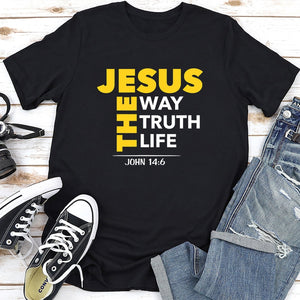 Jesus The Way Truth Life Printed New Style Women T Shirt Christian Religion Slogan Tops Believer Pray God Lady Summer Clothes-FrenzyAfricanFashion.com