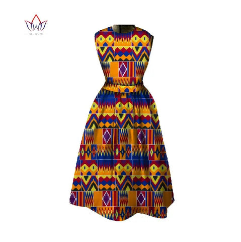 Image of Women Dashiki Midi Length Print Dresses-FrenzyAfricanFashion.com