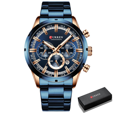 Image of CURREN Men Watch Top Brand Luxury Sports Quartz Mens Watches Full Steel Waterproof Chronograph Wristwatch Men Relogio Masculino-FrenzyAfricanFashion.com