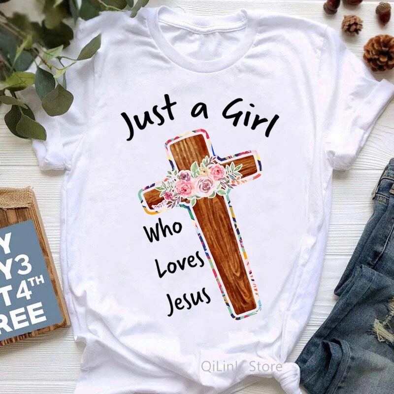 All My Hope Is In Jesus Graphic Print T-Shirt Women-FrenzyAfricanFashion.com