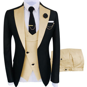 New Costume Homme Popular Clothing Luxury Party Stage Men&#39;s Suit Groomsmen Regular Fit Tuxedo 3 Peice Set Jacket+Trousers+Vest-FrenzyAfricanFashion.com