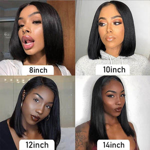 Short Bob T Part Lace Front Wig Human Hair Wigs For Women Brazilian Straight Bob 4X1 13X1 Lace Human Hair Wigs 8-16Inch Lace Wig-FrenzyAfricanFashion.com