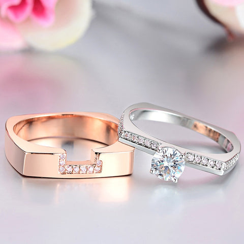 Image of Luxury Female two color white Zircon Ring Set Crystal Bridal Ring Wedding Jewelry Promise Engagement Rings For Women-FrenzyAfricanFashion.com