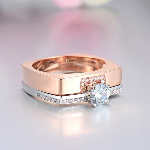 Image of Luxury Female two color white Zircon Ring Set Crystal Bridal Ring Wedding Jewelry Promise Engagement Rings For Women-FrenzyAfricanFashion.com