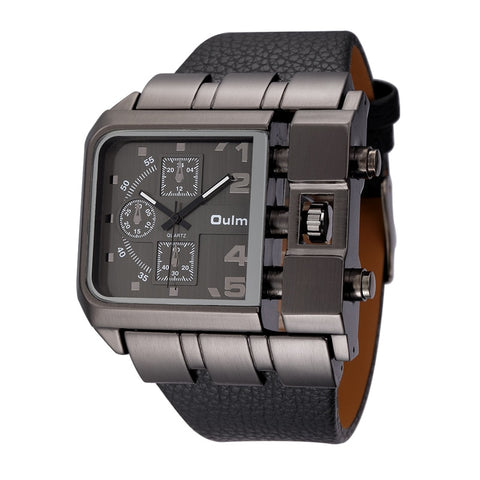 Image of Oulm 3364 Casual Wristwatch Square Dial Wide Strap Men&#39;s Quartz Watch Luxury Brand Male Clock Super Big Men Watches montre homme-FrenzyAfricanFashion.com