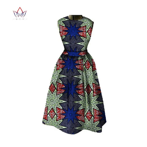 Image of Women Dashiki Midi Length Print Dresses-FrenzyAfricanFashion.com