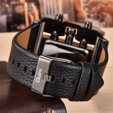 Image of Oulm 3364 Casual Wristwatch Square Dial Wide Strap Men&#39;s Quartz Watch Luxury Brand Male Clock Super Big Men Watches montre homme-FrenzyAfricanFashion.com