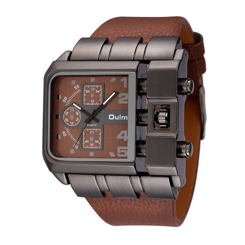 Image of Oulm 3364 Casual Wristwatch Square Dial Wide Strap Men&#39;s Quartz Watch Luxury Brand Male Clock Super Big Men Watches montre homme-FrenzyAfricanFashion.com