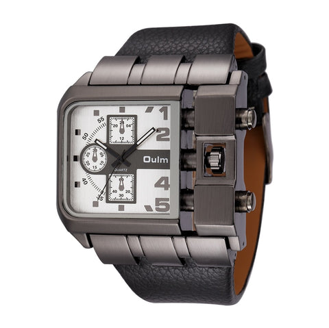 Image of Oulm 3364 Casual Wristwatch Square Dial Wide Strap Men&#39;s Quartz Watch Luxury Brand Male Clock Super Big Men Watches montre homme-FrenzyAfricanFashion.com