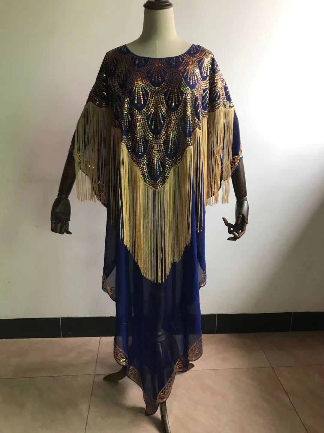 Women Clothing Dashiki Tassel Sequins Loose Dress Free Size-FrenzyAfricanFashion.com