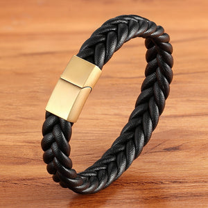 Classic Style New year Gift 6 Options Stainless Steel Leather Men&#39;s Bracelet Multi-color Magnet Buckle DIY Size Custom LOGO Sale-FrenzyAfricanFashion.com