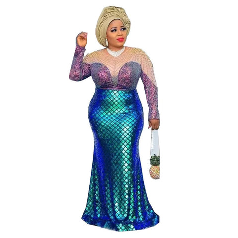 Image of Sequin Mermaid Bodycon Sexy Gowns Sequin Kaftan Dress Ladies Clothing-FrenzyAfricanFashion.com