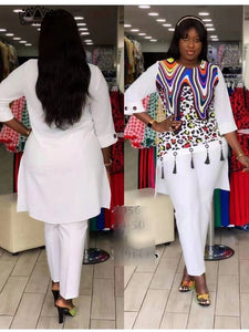 Dashiki African 5 Colors New Fashion Suit (Dress and Trousers) For Lady(LSTZ02#)-FrenzyAfricanFashion.com