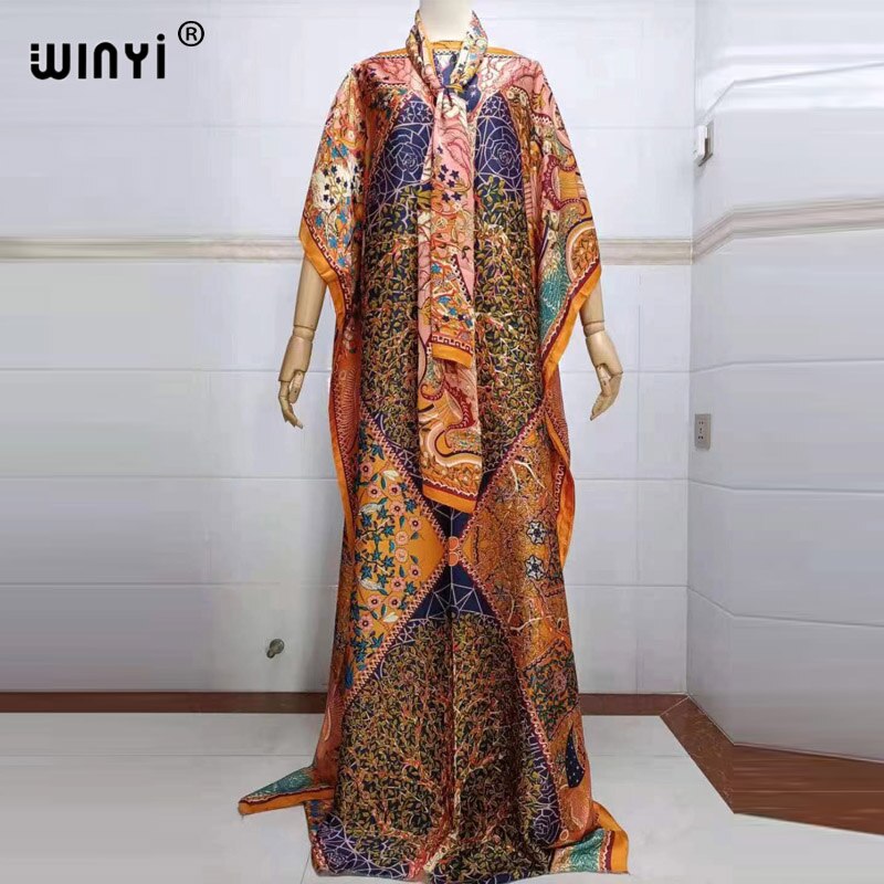 Fancy Abaya Dress Women Print Bohemia Hijab Loose Muslim dress-FrenzyAfricanFashion.com