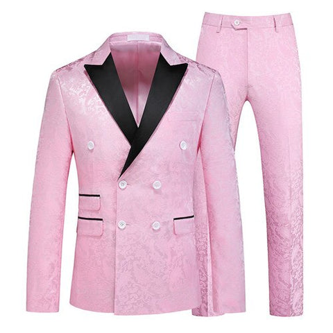 Image of Fashion Luxury Wedding Banquet Groom Dress 2 Piece Suit British Style Classic Men Prom Party Jacquard Blazer and Pants-FrenzyAfricanFashion.com