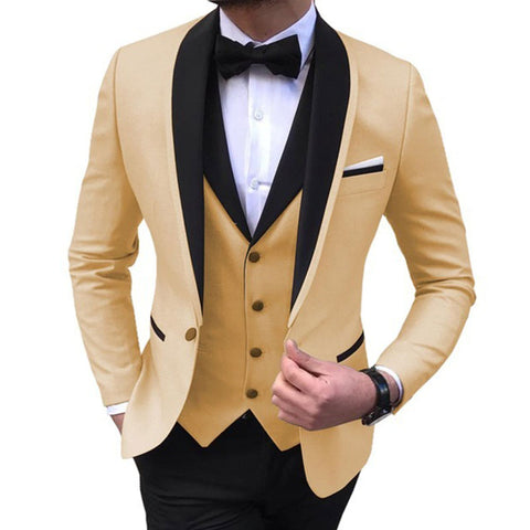 Image of New Wedding Evening Dress 3Pieces Jacket+Pants+Vest Men Suit Set Fashion Slim Fit Party Casual Male Blazer Luxury Homme Costume-FrenzyAfricanFashion.com