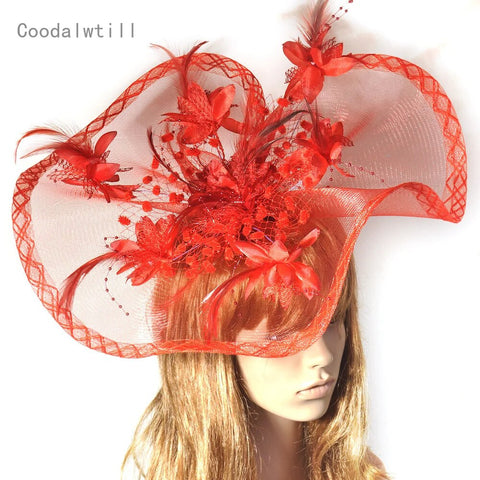 Image of Women Elegant Big Headwear Wedding Fascinators Flower Hat-FrenzyAfricanFashion.com