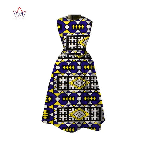 Image of Women Dashiki Midi Length Print Dresses-FrenzyAfricanFashion.com