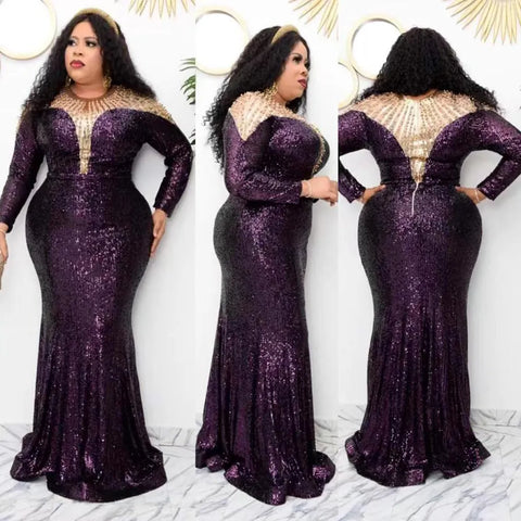 Image of Sequin Mermaid Bodycon Sexy Gowns Sequin Kaftan Dress Ladies Clothing-FrenzyAfricanFashion.com