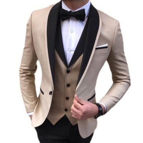 Image of New Wedding Evening Dress 3Pieces Jacket+Pants+Vest Men Suit Set Fashion Slim Fit Party Casual Male Blazer Luxury Homme Costume-FrenzyAfricanFashion.com