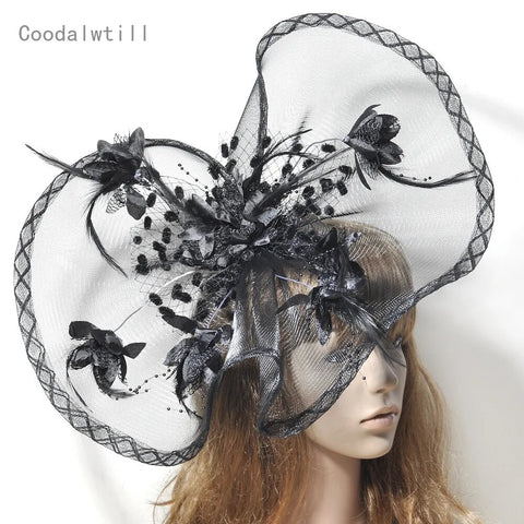 Image of Women Elegant Big Headwear Wedding Fascinators Flower Hat-FrenzyAfricanFashion.com