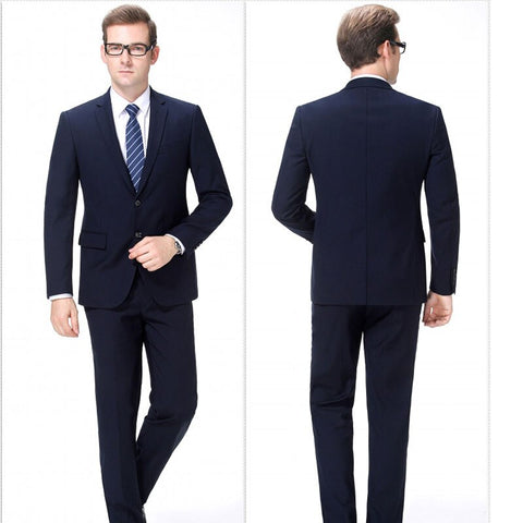 Image of Spring And Autumn High Quality 3Piece Bride Dress Slim Fit Wedding Evening Men Vest Suit Classic Solid Blue Formal Male Blazer-FrenzyAfricanFashion.com