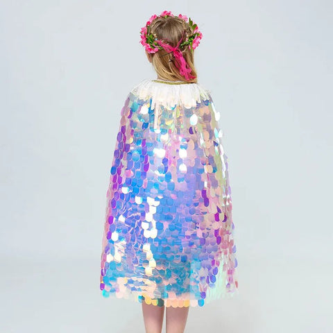 Image of Fashion Glitter Multicolor Sequins Shawl Shiny Girls Cloak-FrenzyAfricanFashion.com