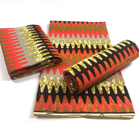 Image of Original real wax 100% cotton High quality kente wax african fabric wax kente print fabric 2022 latest 6yards of kente fabric-FrenzyAfricanFashion.com