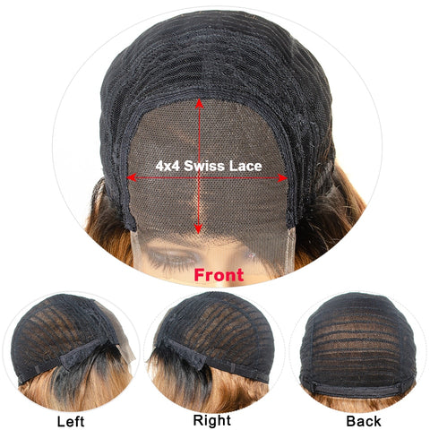 Image of Straight Short Bob Human Hair Wigs Brazilian Ombre Blonde Bob Wig Lace Front Human Hair Wigs Blunt Cut Bob Wigs For Black Women-FrenzyAfricanFashion.com