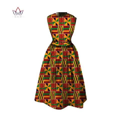 Image of Women Dashiki Midi Length Print Dresses-FrenzyAfricanFashion.com