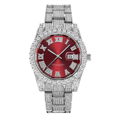 Image of Hip Hop Full Iced Out Mens Watches Luxury Date Quartz Wrist Watches With Micropaved Cubic Zircon Watch For Women Men Jewelry-FrenzyAfricanFashion.com