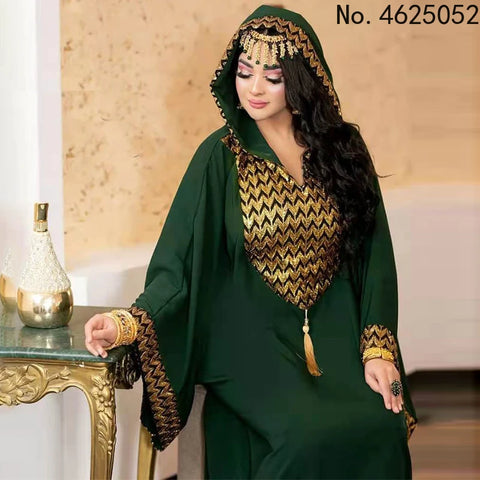 Image of dress Dubai Luxury Evening Dresses Women Abaya Dubai Turkey Islam Kaftan Muslim African Hooded Dress Robe Djellaba Femme-FrenzyAfricanFashion.com