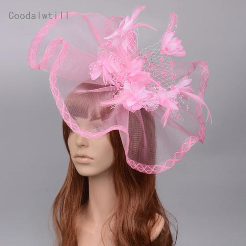 Image of Women Elegant Big Headwear Wedding Fascinators Flower Hat-FrenzyAfricanFashion.com