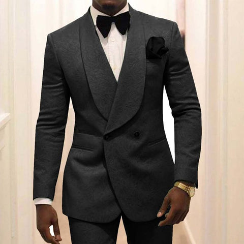 Image of Male Suits Jacket And Pants Chic Groomsmen Tuxedo Jacquard Royal Man Wedding Suit Tailored Expressions Gorgeous Evening Dress-FrenzyAfricanFashion.com