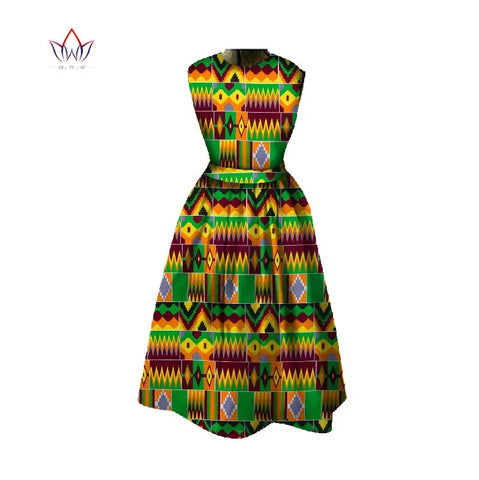 Image of Women Dashiki Midi Length Print Dresses-FrenzyAfricanFashion.com