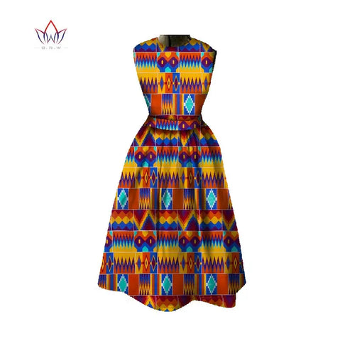 Image of Women Dashiki Midi Length Print Dresses-FrenzyAfricanFashion.com