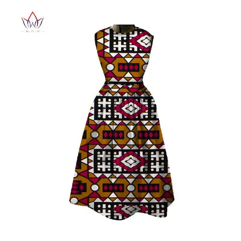 Image of Women Dashiki Midi Length Print Dresses-FrenzyAfricanFashion.com