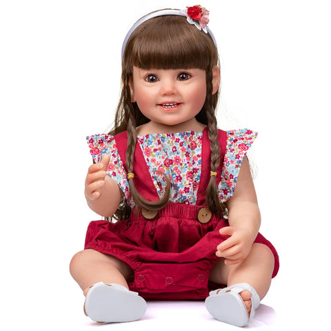 Image of NPK 55CM Full Soft Silicone Reborn Baby Girl Doll Cammi Smile Baby Soft Touch Hand Detailed Painting multiple Layers 3D Doll-FrenzyAfricanFashion.com