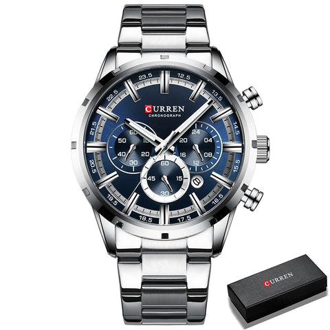 Image of CURREN Men Watch Top Brand Luxury Sports Quartz Mens Watches Full Steel Waterproof Chronograph Wristwatch Men Relogio Masculino-FrenzyAfricanFashion.com