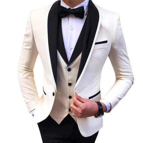 Image of New Wedding Evening Dress 3Pieces Jacket+Pants+Vest Men Suit Set Fashion Slim Fit Party Casual Male Blazer Luxury Homme Costume-FrenzyAfricanFashion.com