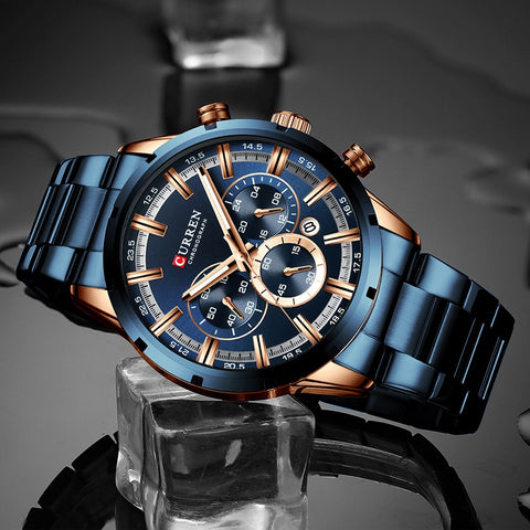 Image of CURREN Men Watch Top Brand Luxury Sports Quartz Mens Watches Full Steel Waterproof Chronograph Wristwatch Men Relogio Masculino-FrenzyAfricanFashion.com