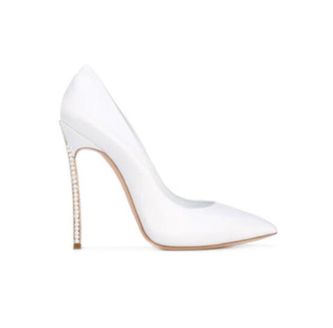 Image of Bridal Pumps Pearl Embellished Blade Heels Pointed Toe Slip-FrenzyAfricanFashion.com