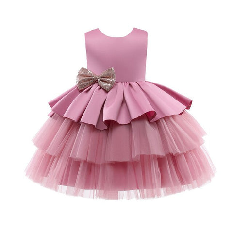 Image of Kids Dress For Girls Strap Tulle Fluffy Princess Eleagnt Party Tutu Prom Dresses Children Wedding Evening Bowknot Gown 1-5 Years-FrenzyAfricanFashion.com