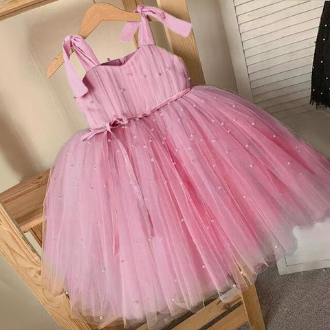 Image of Kids Dress For Girls Strap Tulle Fluffy Princess Eleagnt Party Tutu Prom Dresses Children Wedding Evening Bowknot Gown 1-5 Years-FrenzyAfricanFashion.com